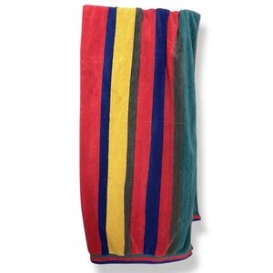 Vintage‎ 90s Beach Towel Cecil Saydah Company Stripes FLAWS Cotton Retro